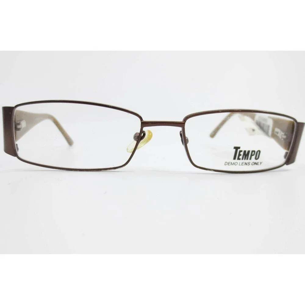 Tempo CTM9002 BR Brown Rectangular Eyeglass Frames 53-17-135 Demo Lenses New